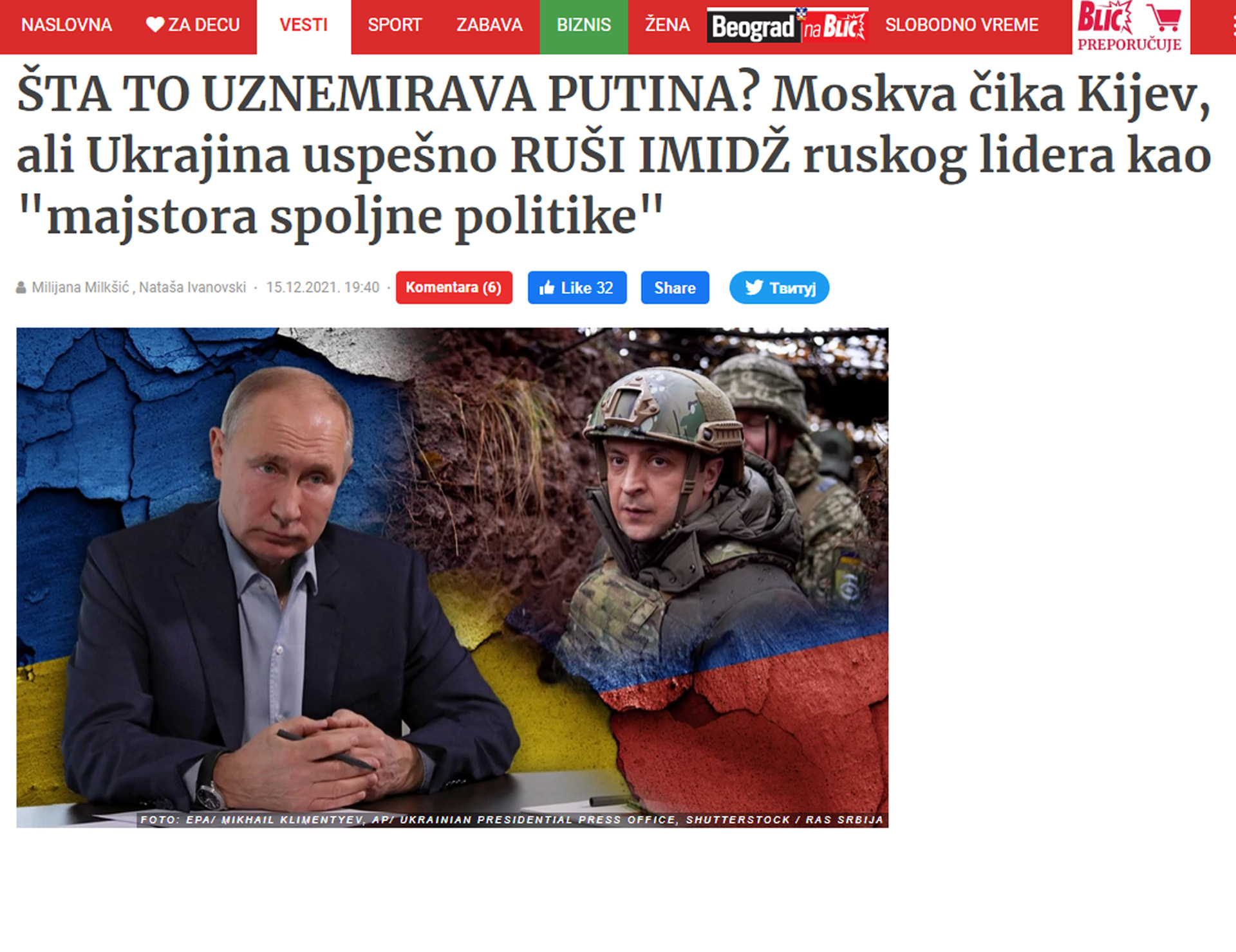 ŠTA TO UZNEMIRAVA PUTINA? Moskva čika Kijev, ali Ukrajina uspešno RUŠI IMIDŽ ruskog lidera kao "majstora spoljne politike"