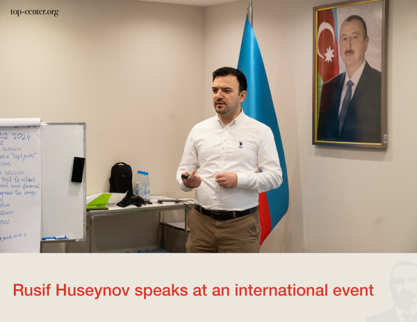 Rusif Huseynov speaks at an international event